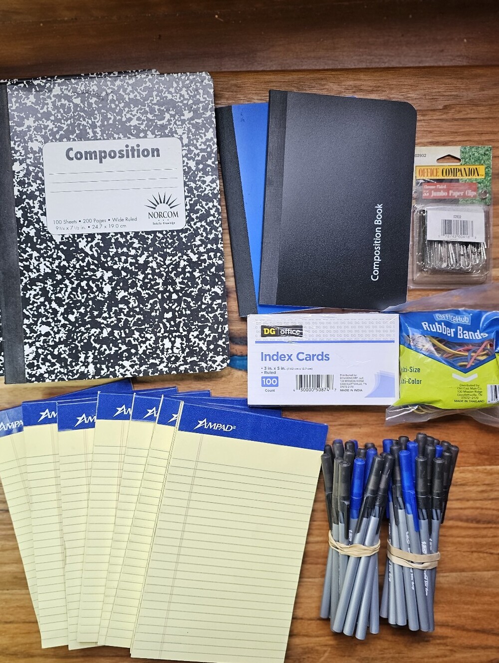 School & Office Supply Lot - Legal Pads Notebooks 38 Bic Grip Pens